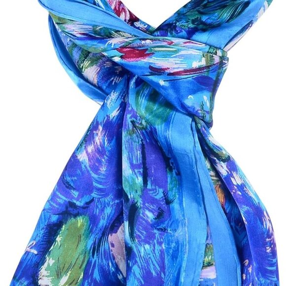 Women 100% Silk Scarves Van Gogh Painted Scarf - Picture 1 of 7